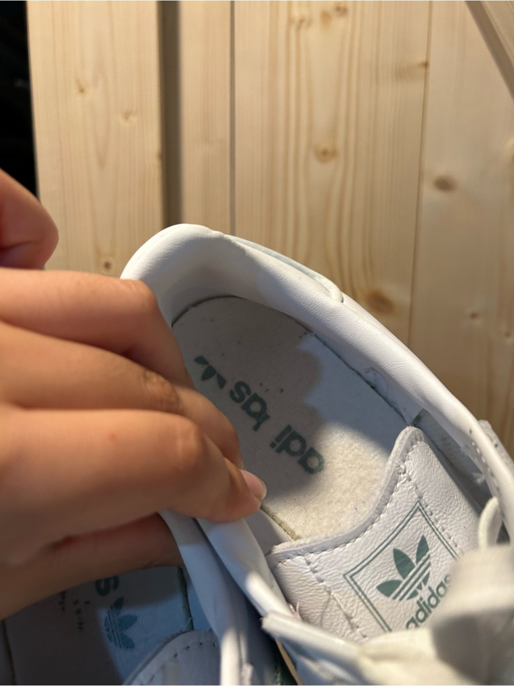 adidas samba Women’s White Sneakers with Light Green Stripes and Gum Platform - Picture 7 of 10